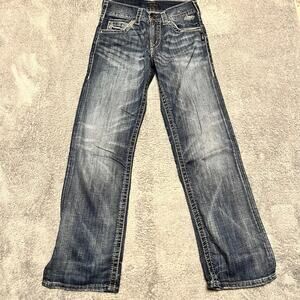 Silver Zac Jeans Mens 28 x32 Blue Denim Straight Stretch Casual (30x32.5)
